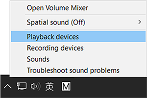 Volume icon in the Windows Taskbar