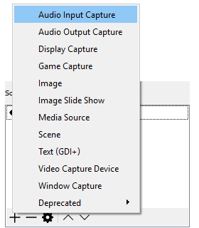 Add audio input devices in OBS