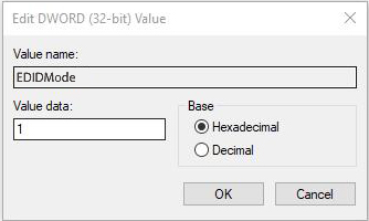 Modify the key value of EDIDMode