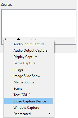 Add video input devices in OBS