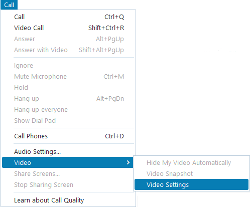 Video Settings in Skype