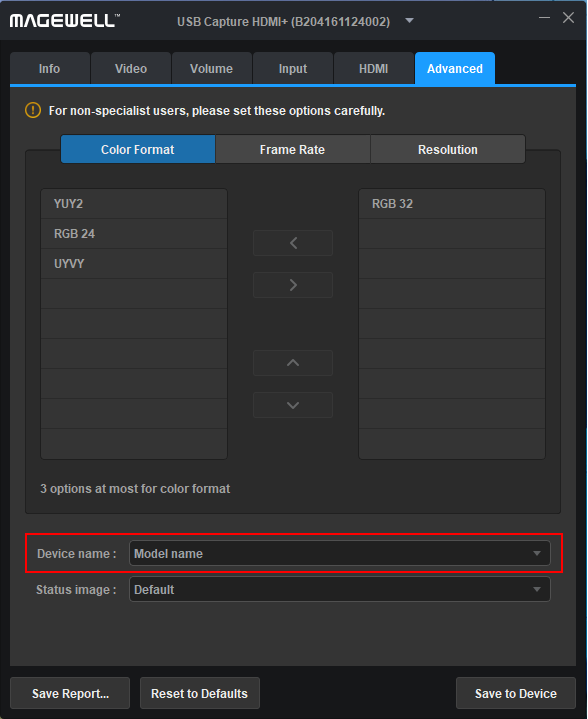 Modify the device name in USB Capture Utility V3