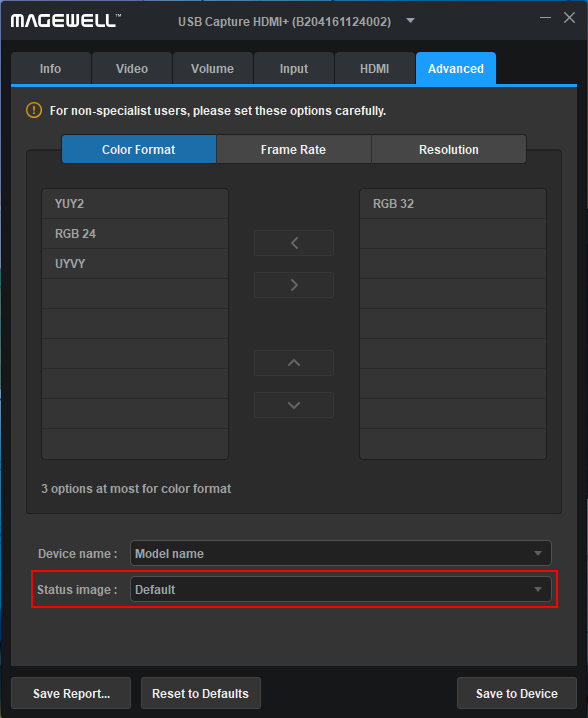 Change the status image in USB Capture Utility V3