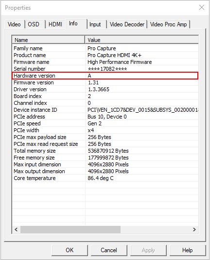 View the hardware version in the driver panel