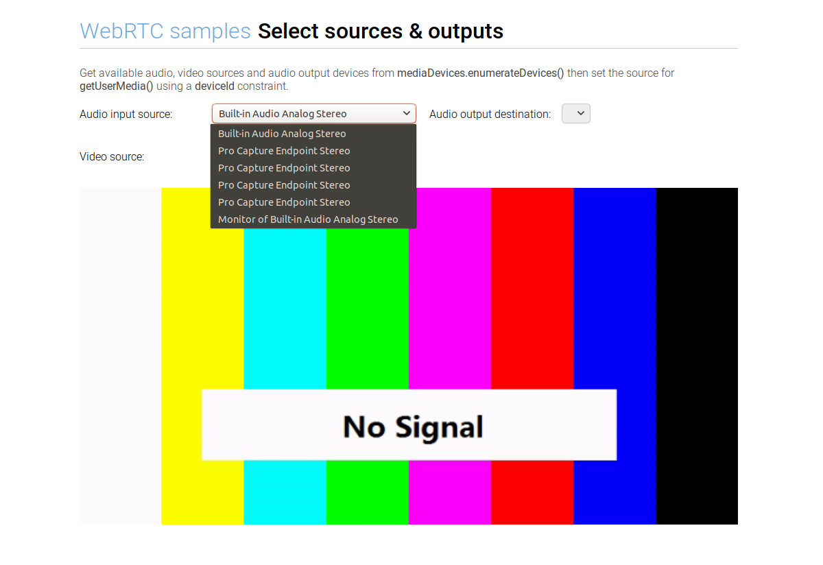 Enumerate audio devices through WebRTC