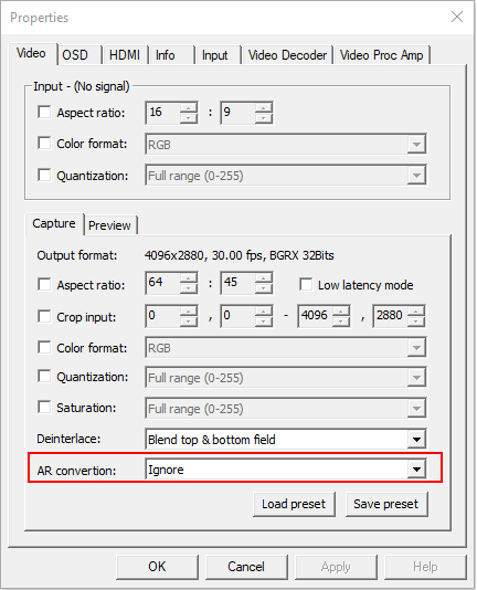 Use the driver panel to set AR conversion mode