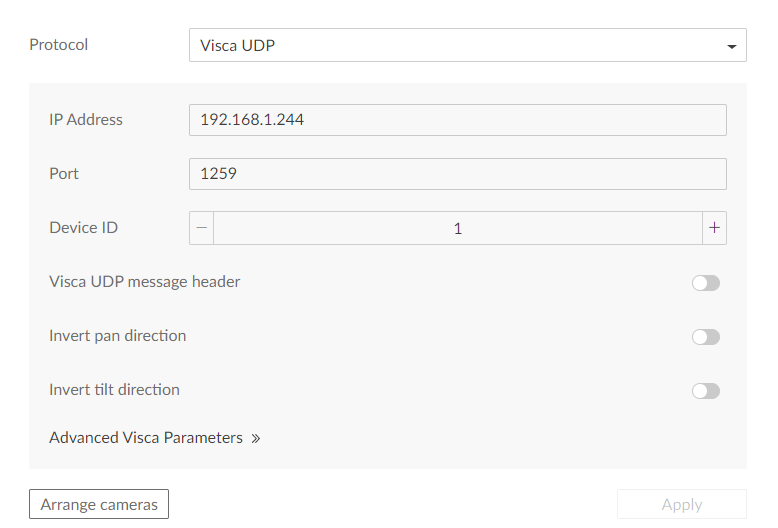 Set VIsca UDP Protocol