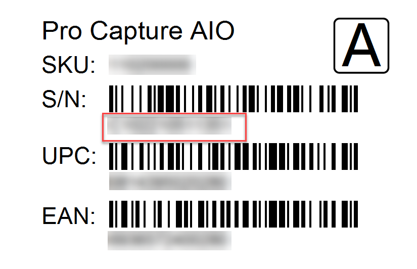 Example of capture card's serial number